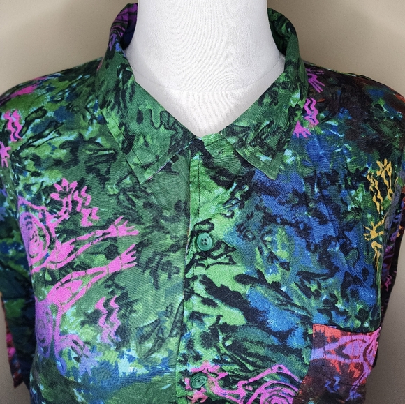 Vintage Anxious Men's Multicolor Frog Graphic Shirt NWT - Picture 2 of 16
